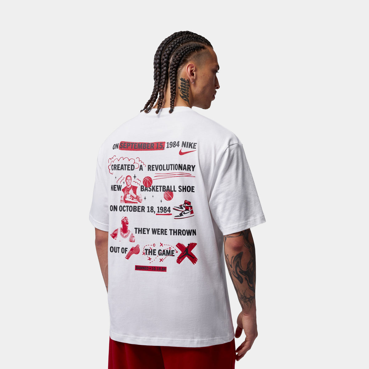 Jordan Brooklyn Banned Graphic Mens Short Sleeve Shirt White