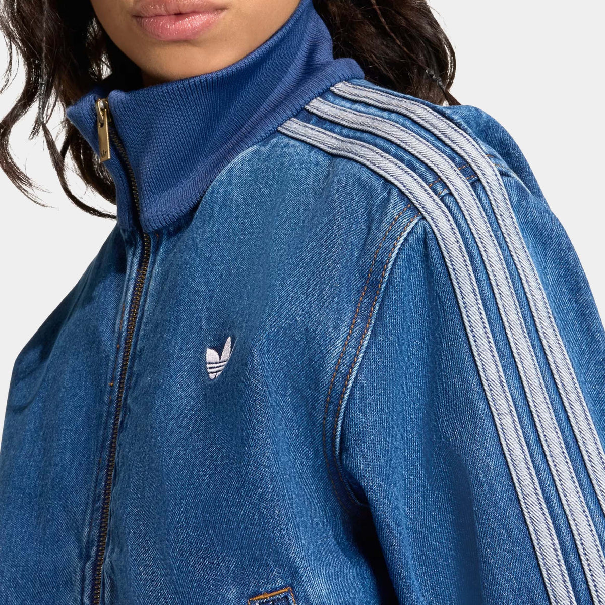adidas Denim Firebird Track Womens Jacket Medium Vintage Denim