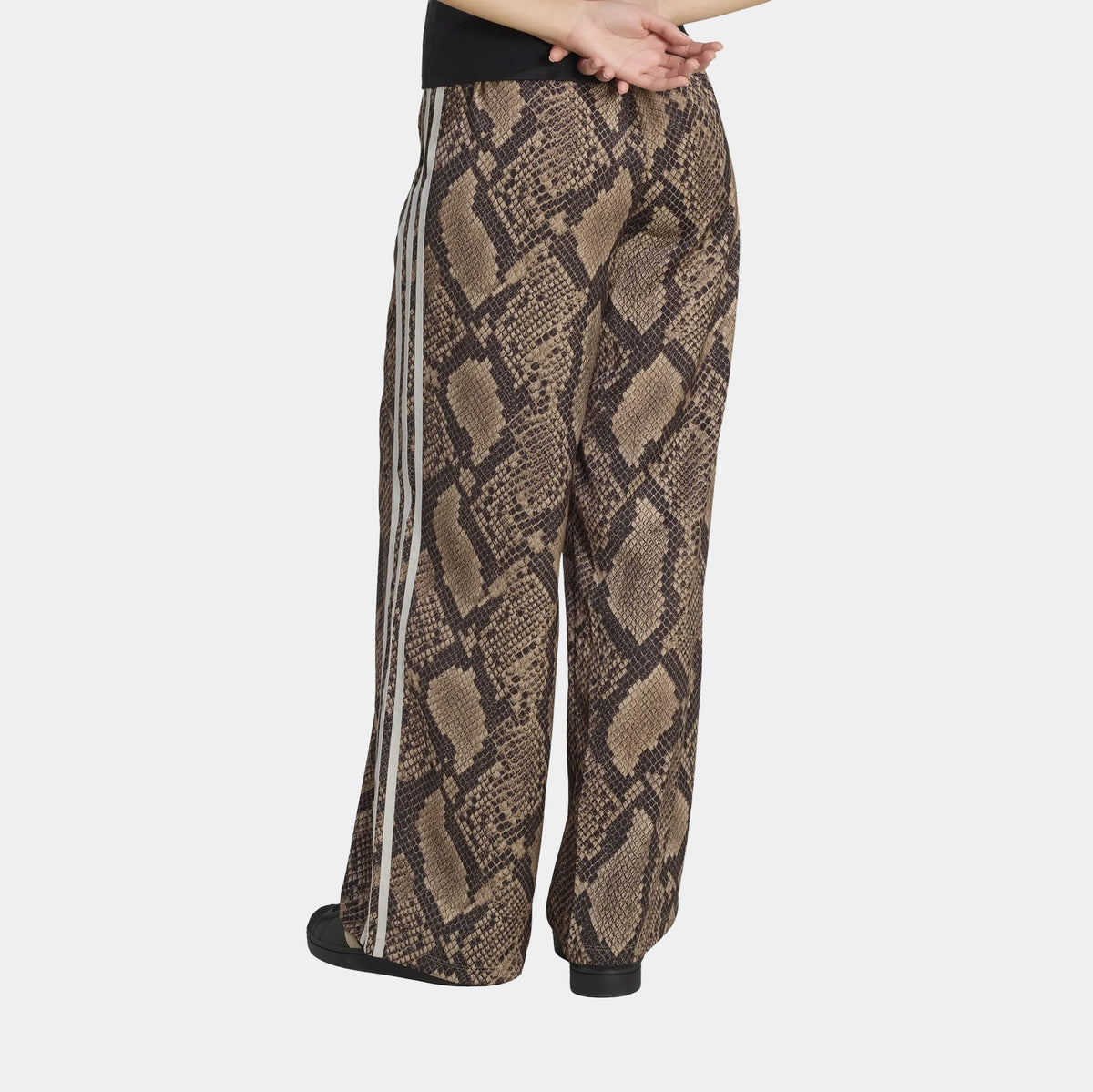 adidas Satin Snake Print Wide Leg Track Womens Pants Linen Magic