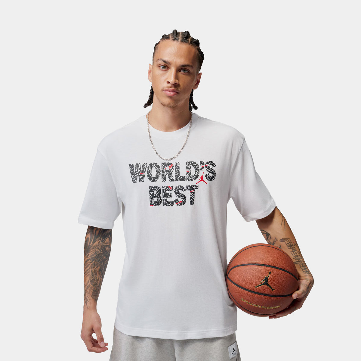 Jordan Brooklyn World's Best Graphic Mens Short Sleeve Shirt White