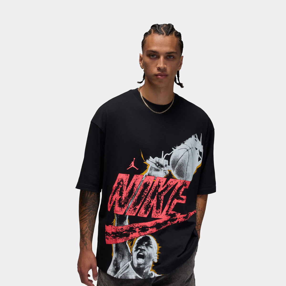 Jordan Reissue Oversized Graphic Mens Short Sleeve Shirt Black Red