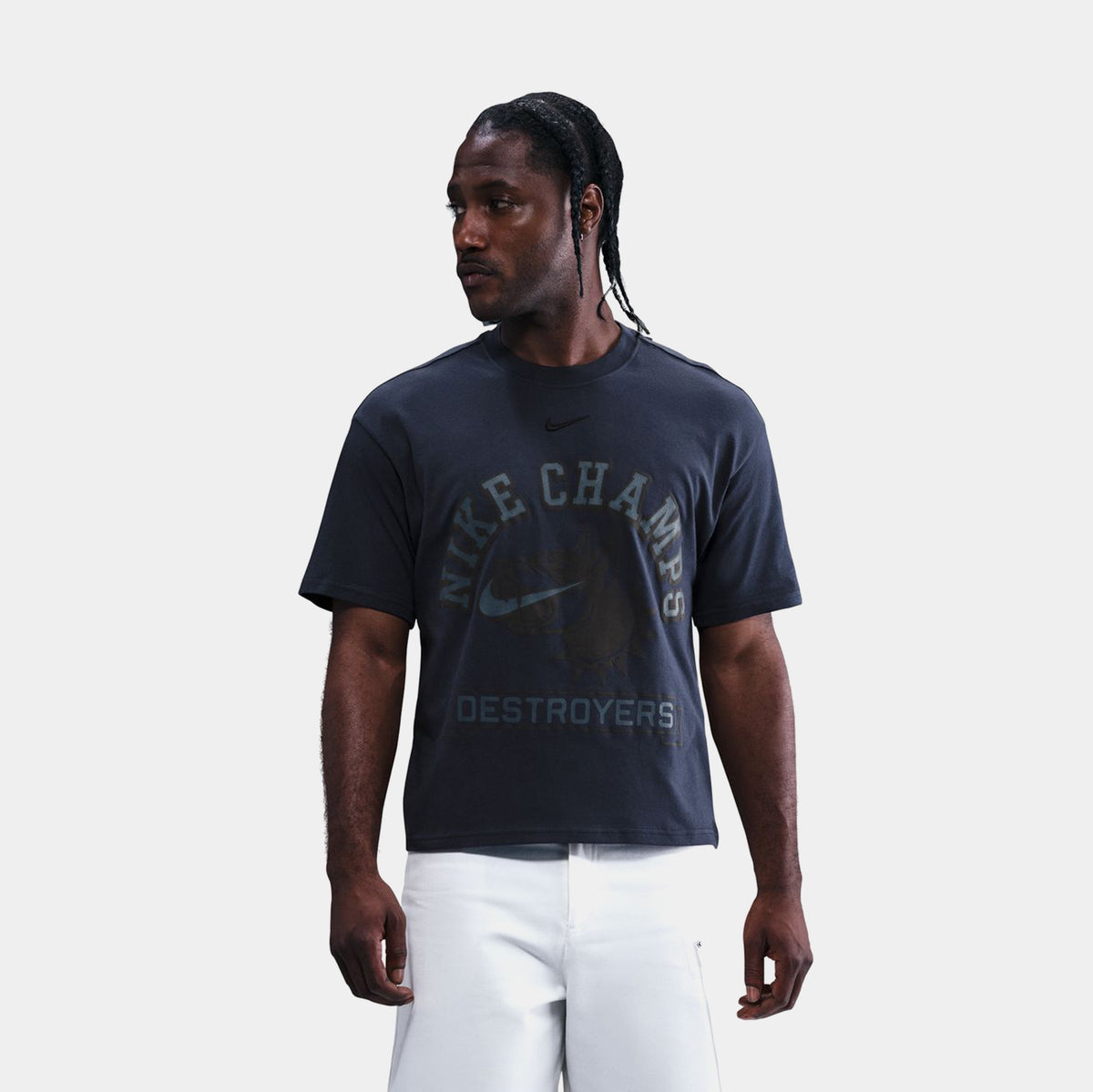 Nike NSW Champs Graphic Mens Short Sleeve Shirt Navy Black IH7618