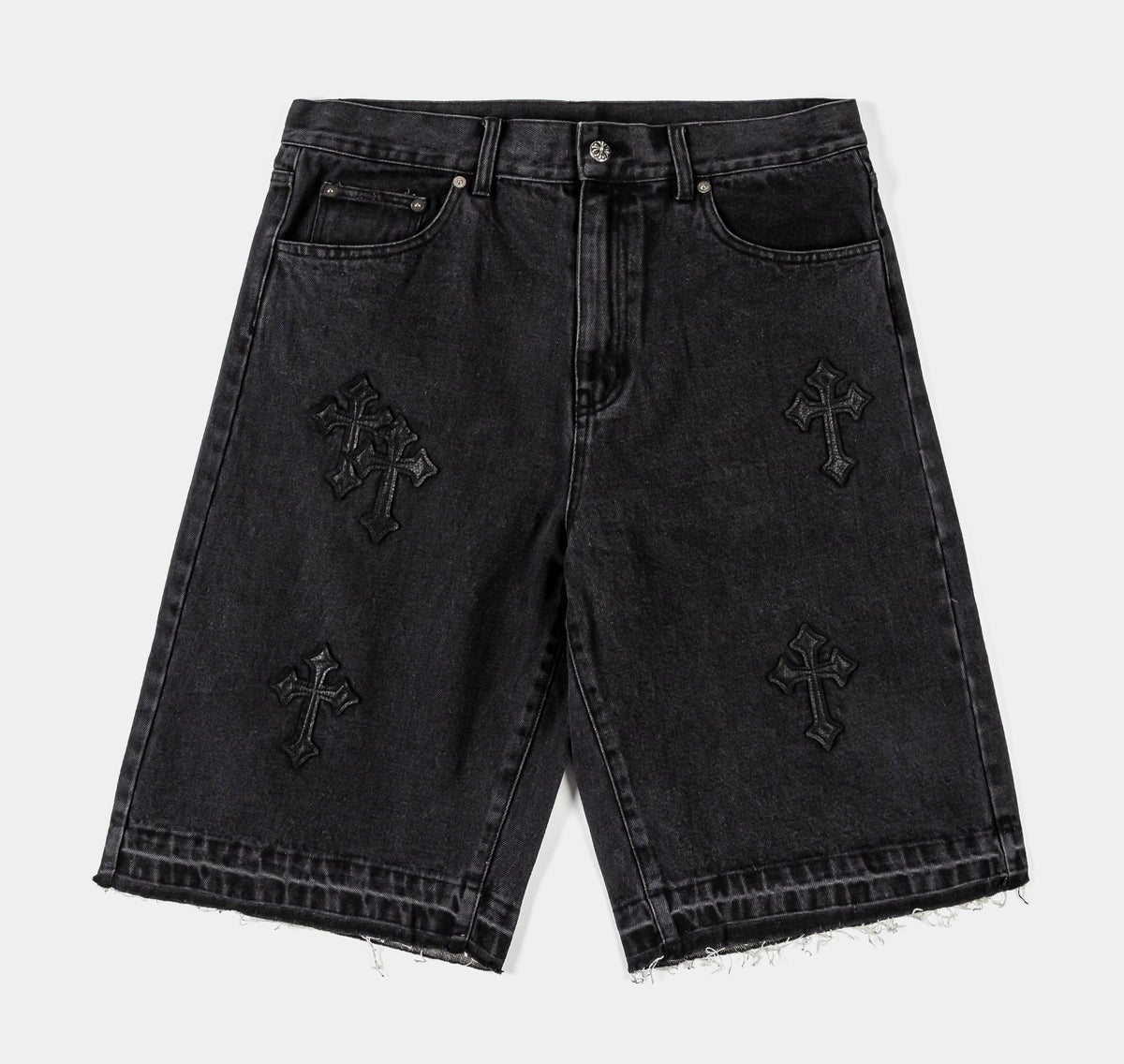 Maison Article Cross Patch Denim Mens Shorts Black MADS209 – Shoe