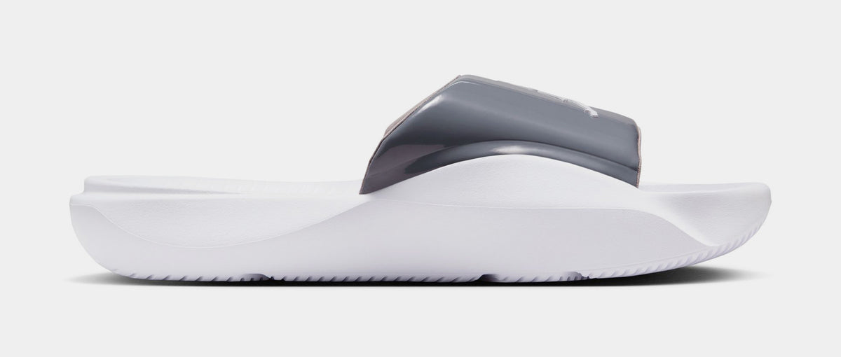 grey and white jordan slides