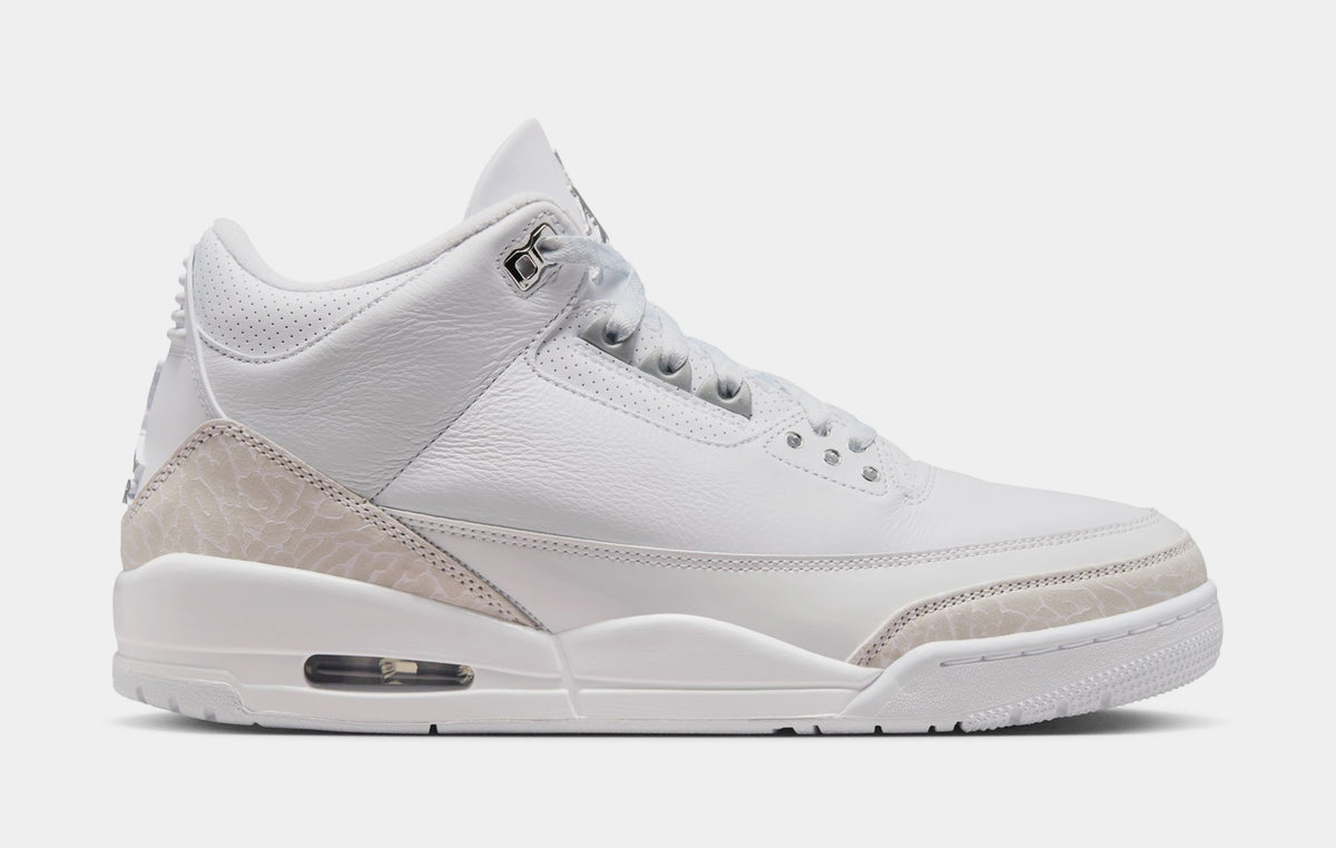 Air Jordan 3 Retro White And Silver Mens Lifestyle Shoes