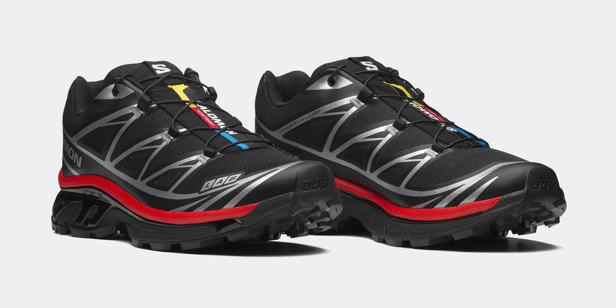 Salomon XT-6 Mens Running Shoes Black Fiery Red Footwear Silver