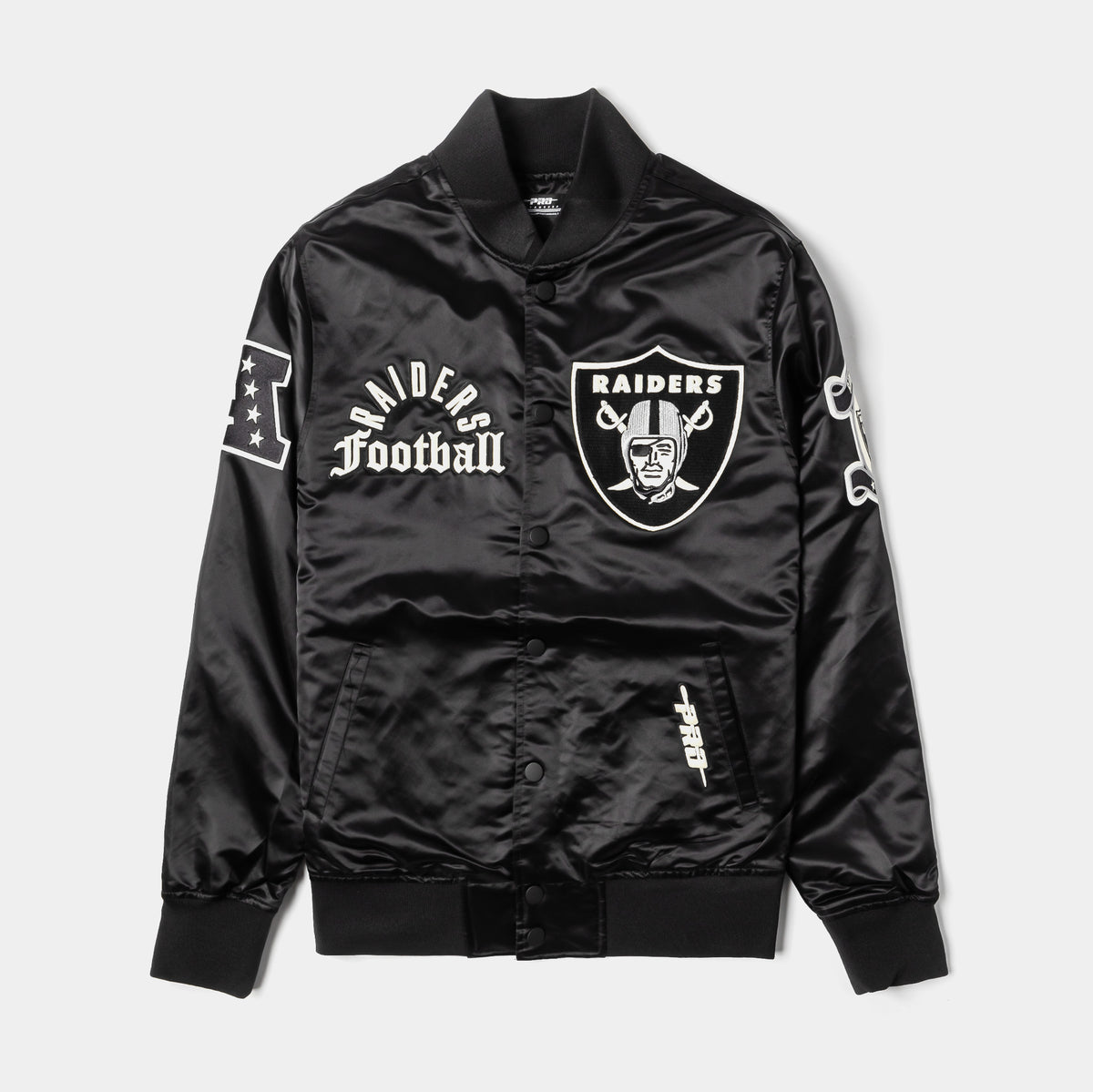 RAIDERSスタジャン Starter Las Vegas Raiders Color Block Full Zip Black Satin Varsity