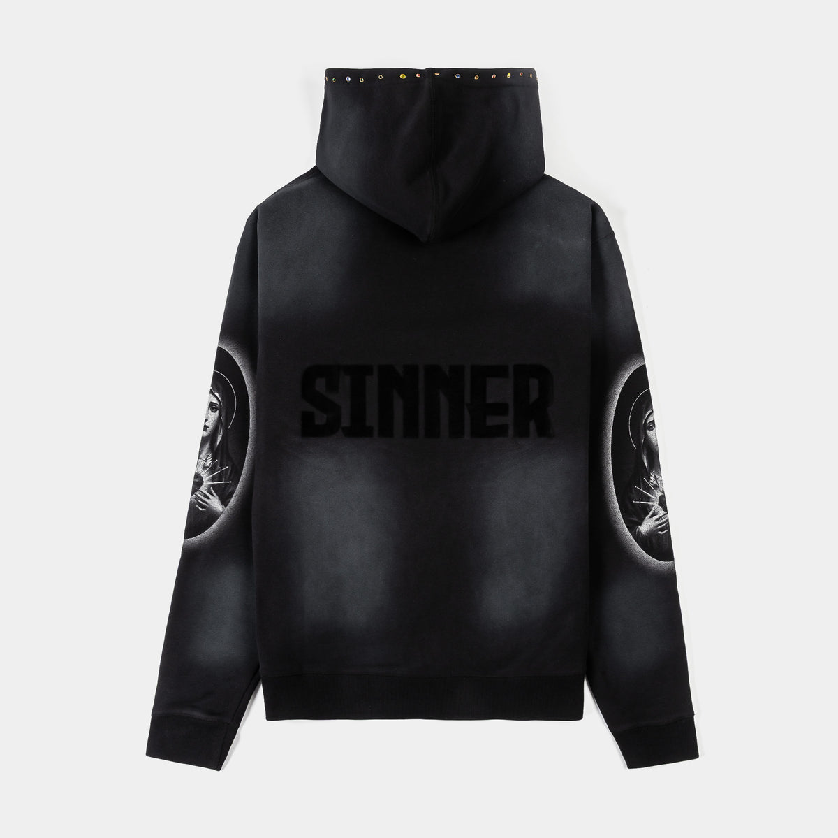 Original Sin Saint Washed Pullover Mens Hoodie Black Grey OSHD101
