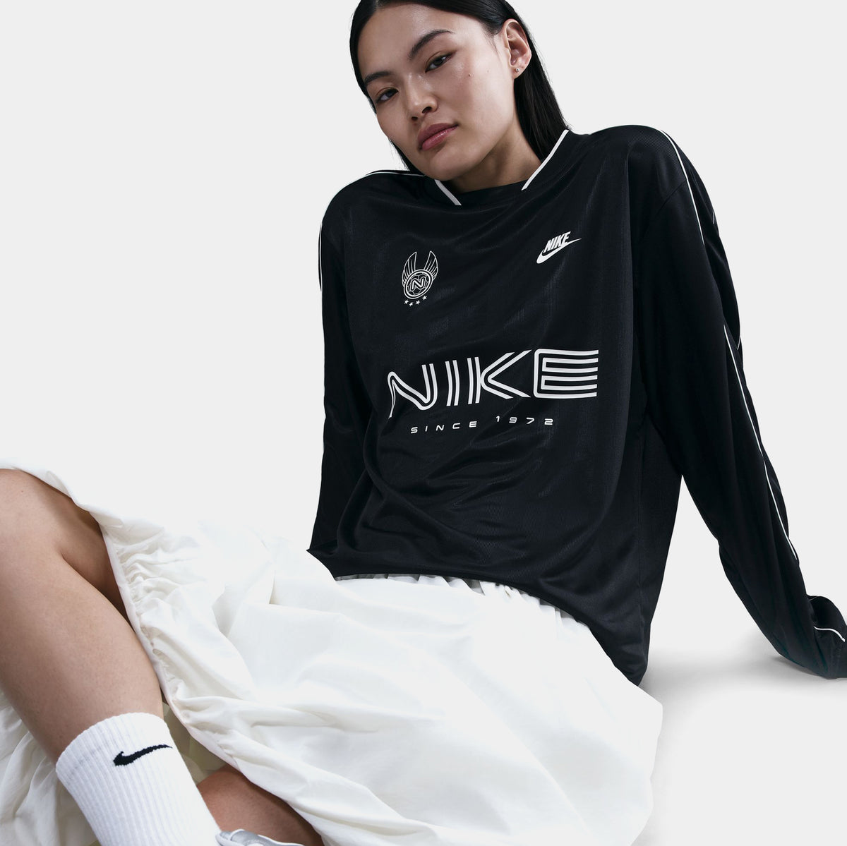 Nike NSW Since 1972 Long Sleeve Womens Jersey Black Grey IM7452