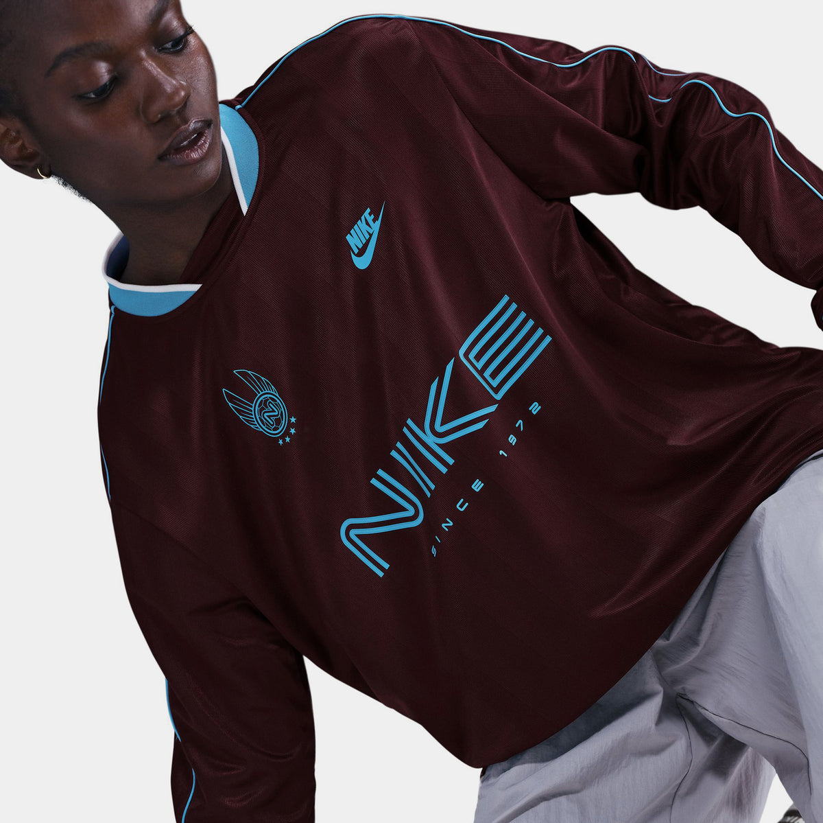 Nike NSW Long Sleeve Womens Jersey Burgundy Crush Baltic Blue
