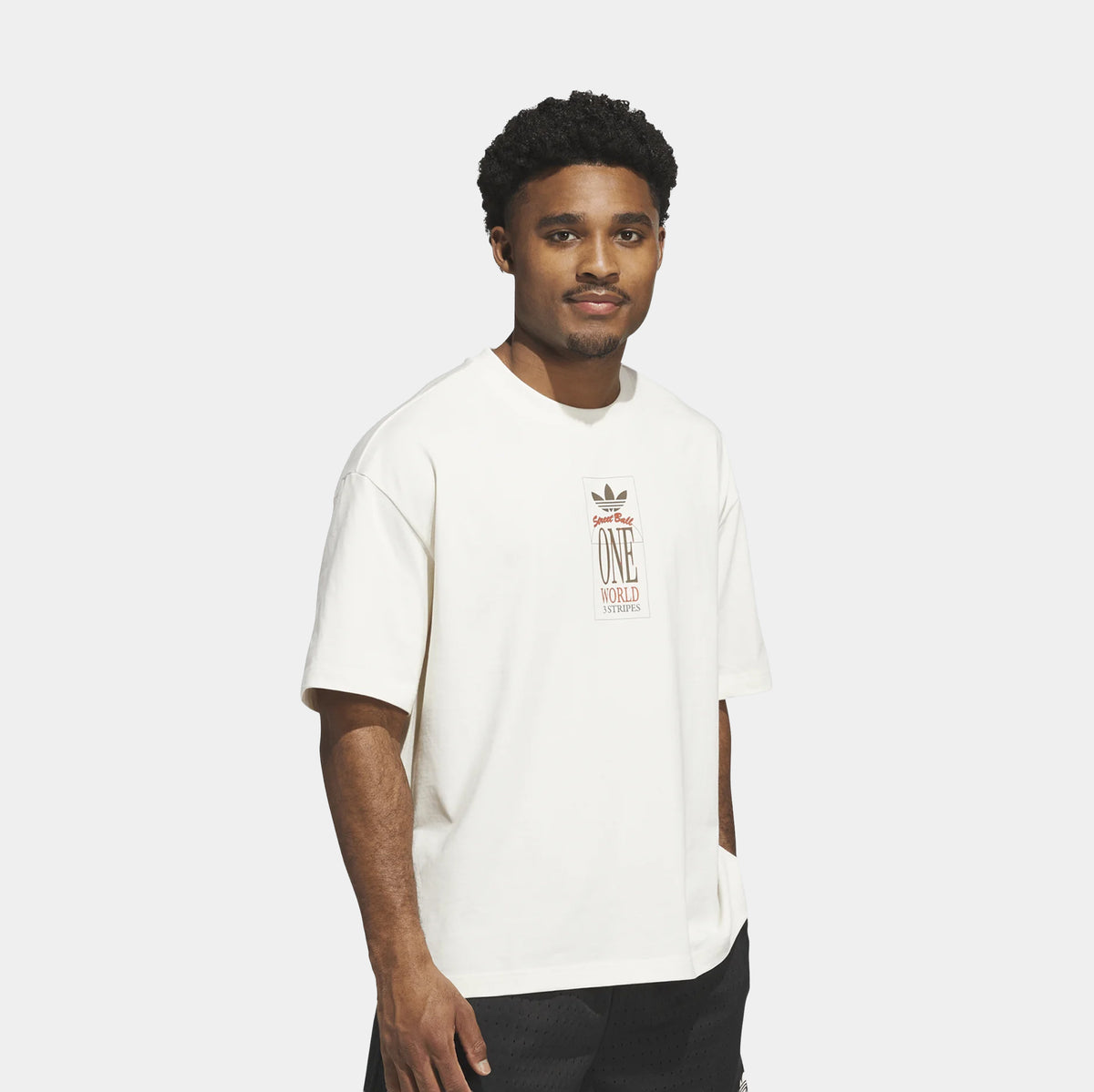 adidas Originals World Tour Graphic Mens Short Sleeve Shirt Cream