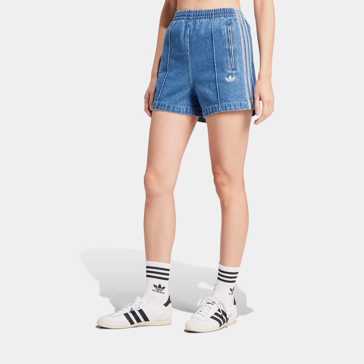 adidas Adicolor Denim Firebird Womens Shorts Indigo Denim