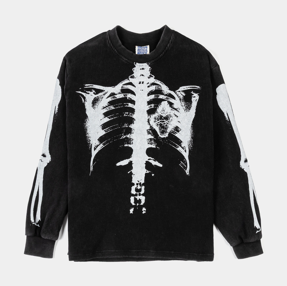 Maison Article Skeleton Thermal Mens Long Sleeve Shirt Black