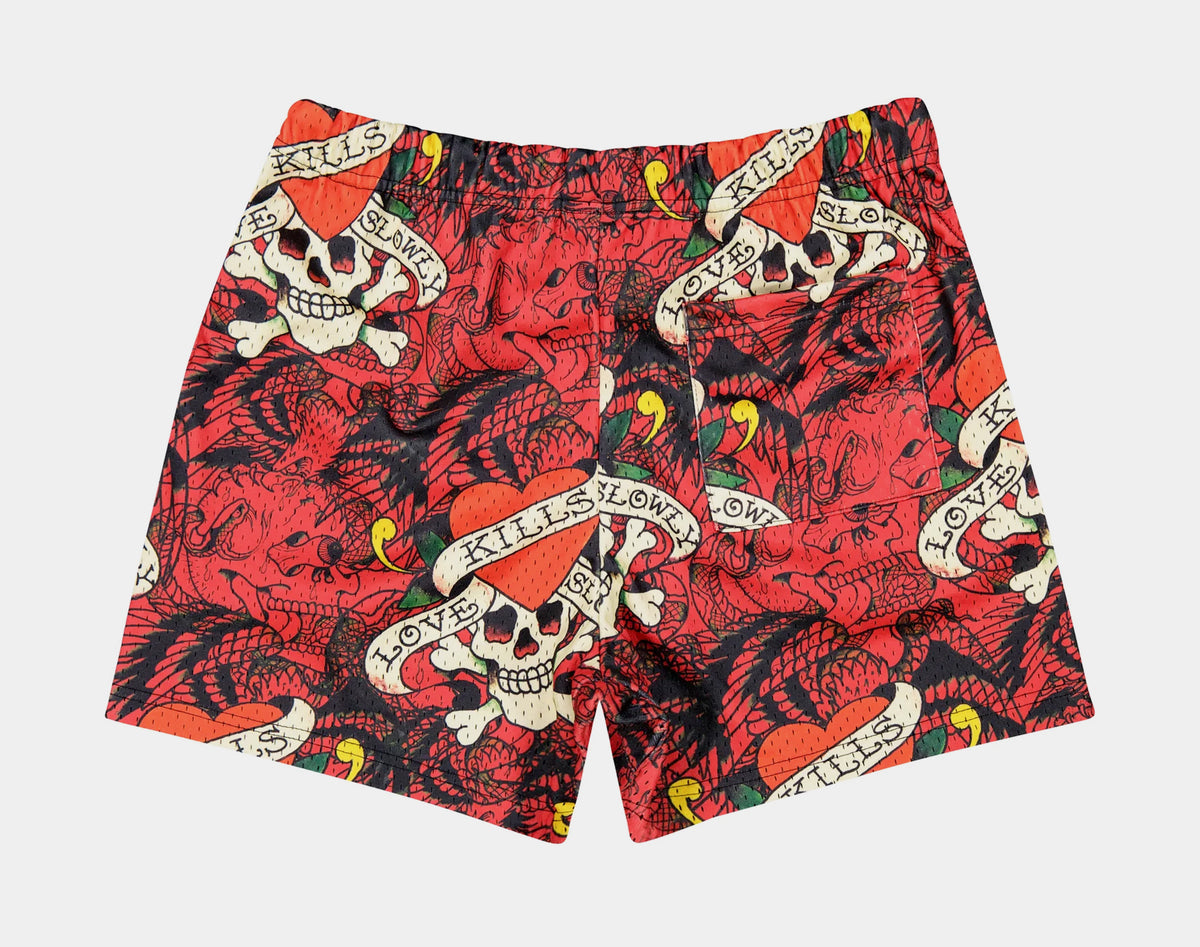 Ed Hardy Skull Mesh Mens Shorts Red Black EHM8004-8 – Shoe Palace