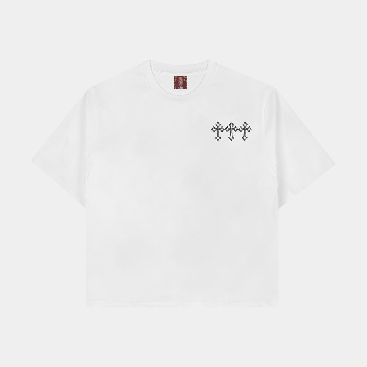 CTHDRL Saint and Crosses Mens Short Sleeve Shirt White Black