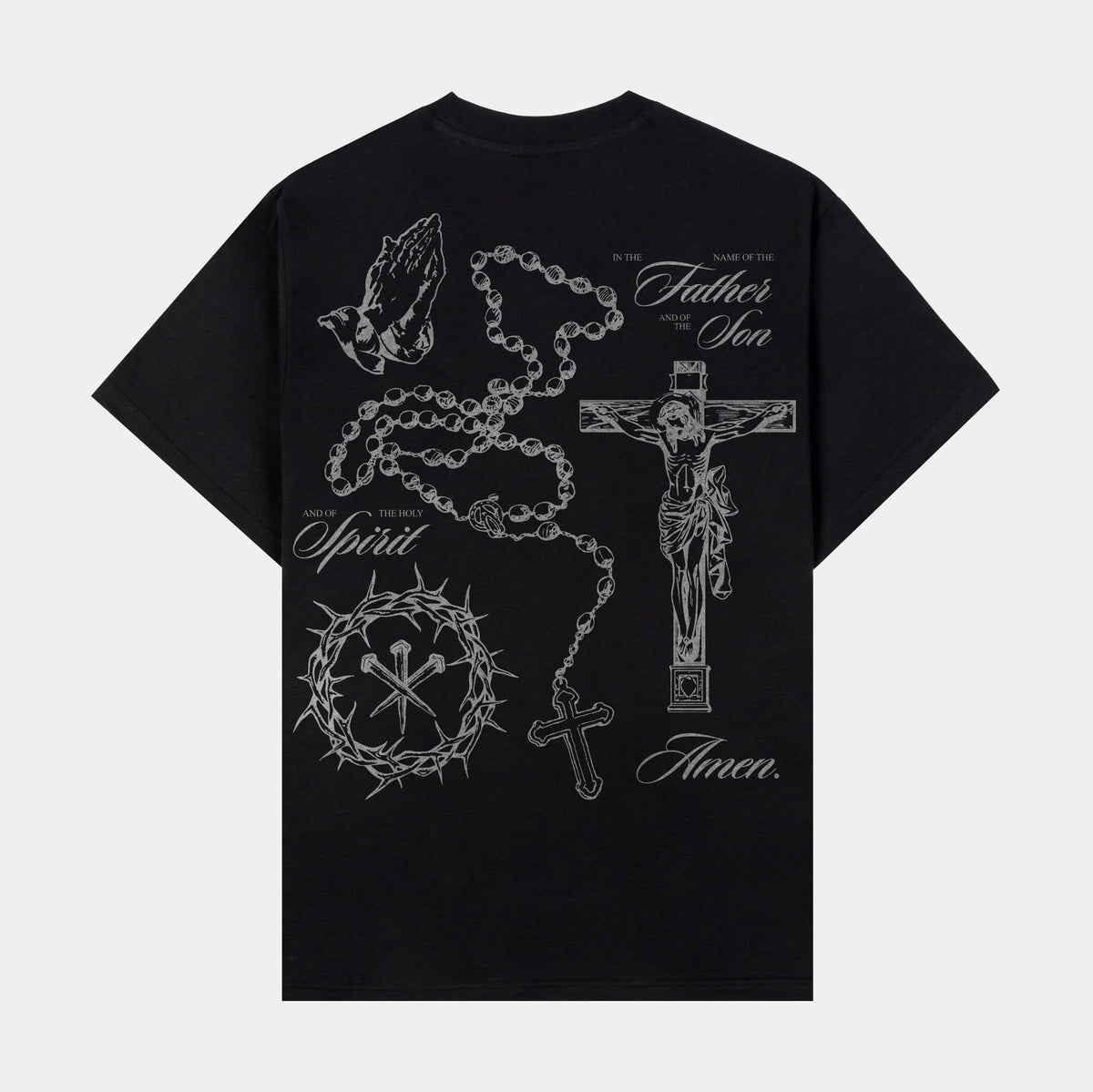 CTHDRL Rosary Washed Mens Short Sleeve Shirt Black MARSS12 – Shoe