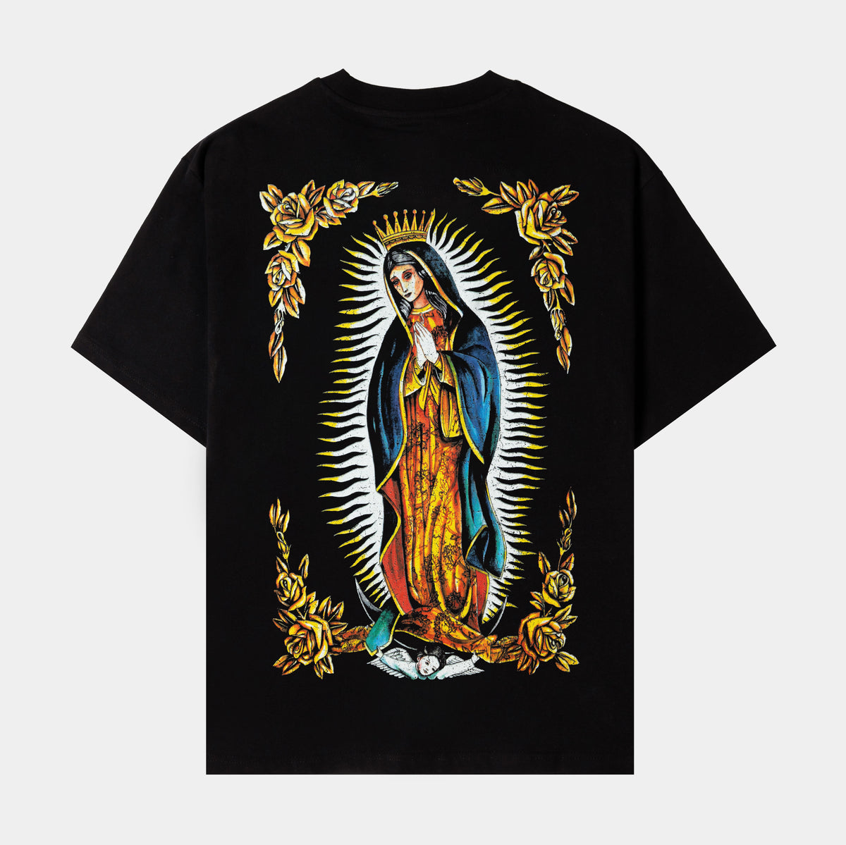 CTHDRL Guadalupe Mural Mens Short Sleeve Shirt Black Gold MRSS203