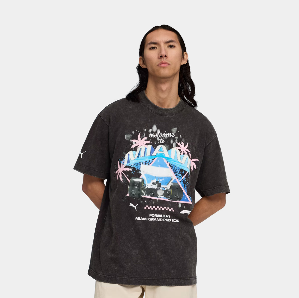 カームワン PUMA F1 Miami Graphic Mens Short Sleeve Shirt PUMA Black 636466 01