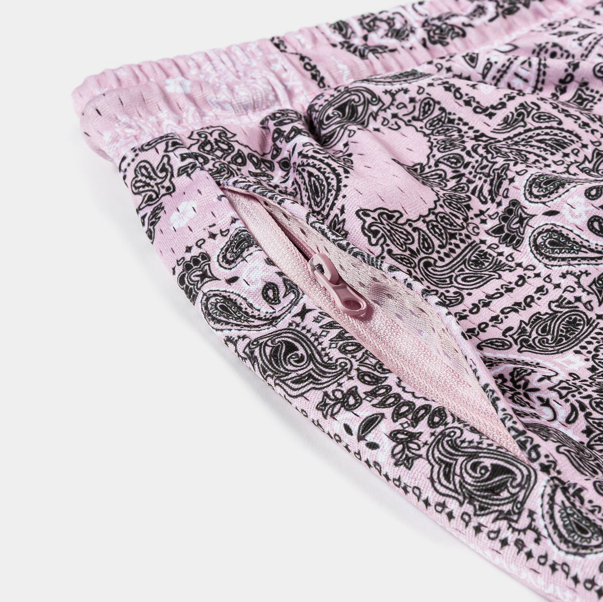 Maison Article Paisley Mesh Striped Mens Shorts Pink White