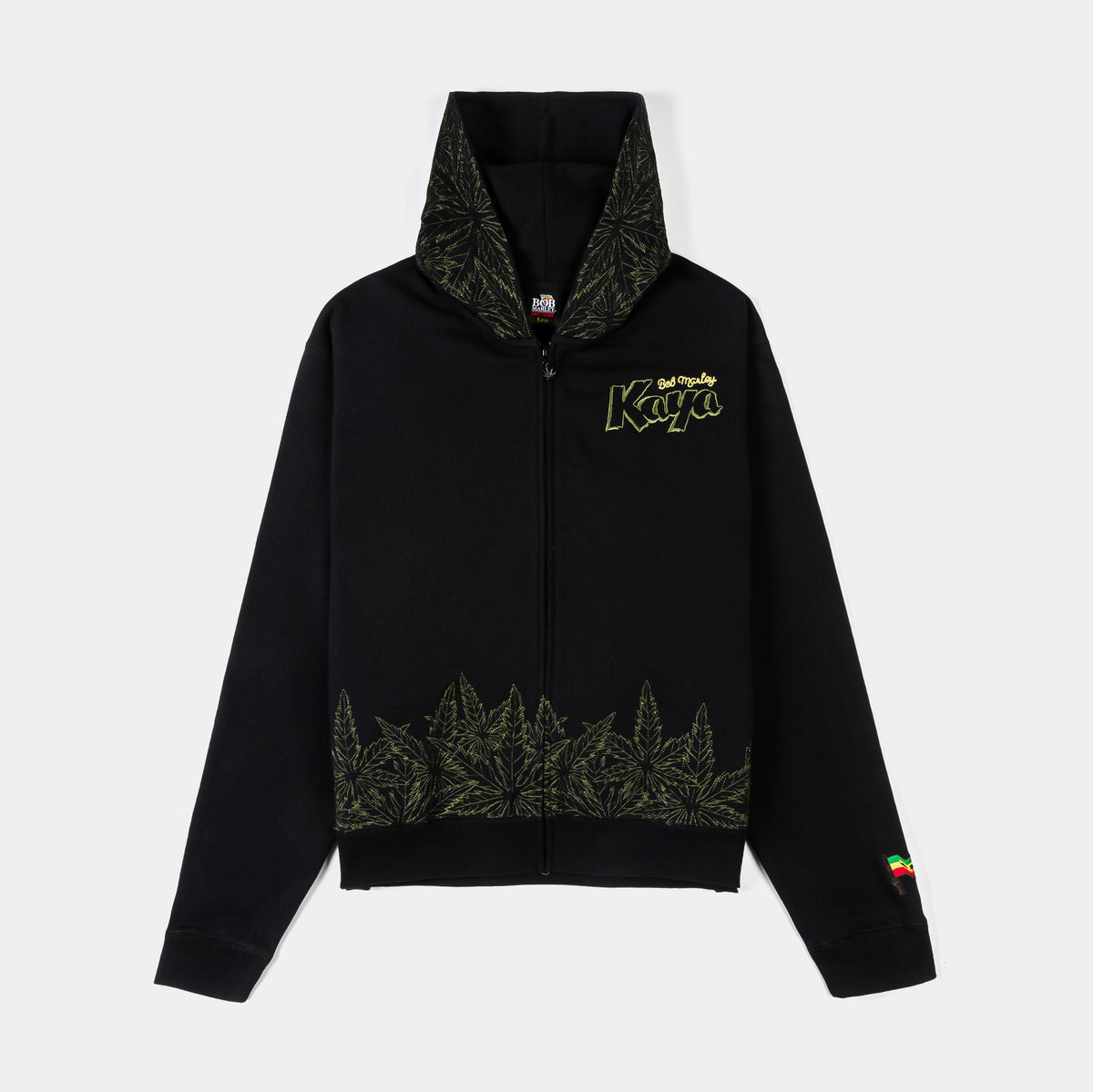 Bob Marley ジップアップパーカー ブラック Shoe Palace SP x Bob Marley Kaya Zip Up Mens Hoodie Black Green
