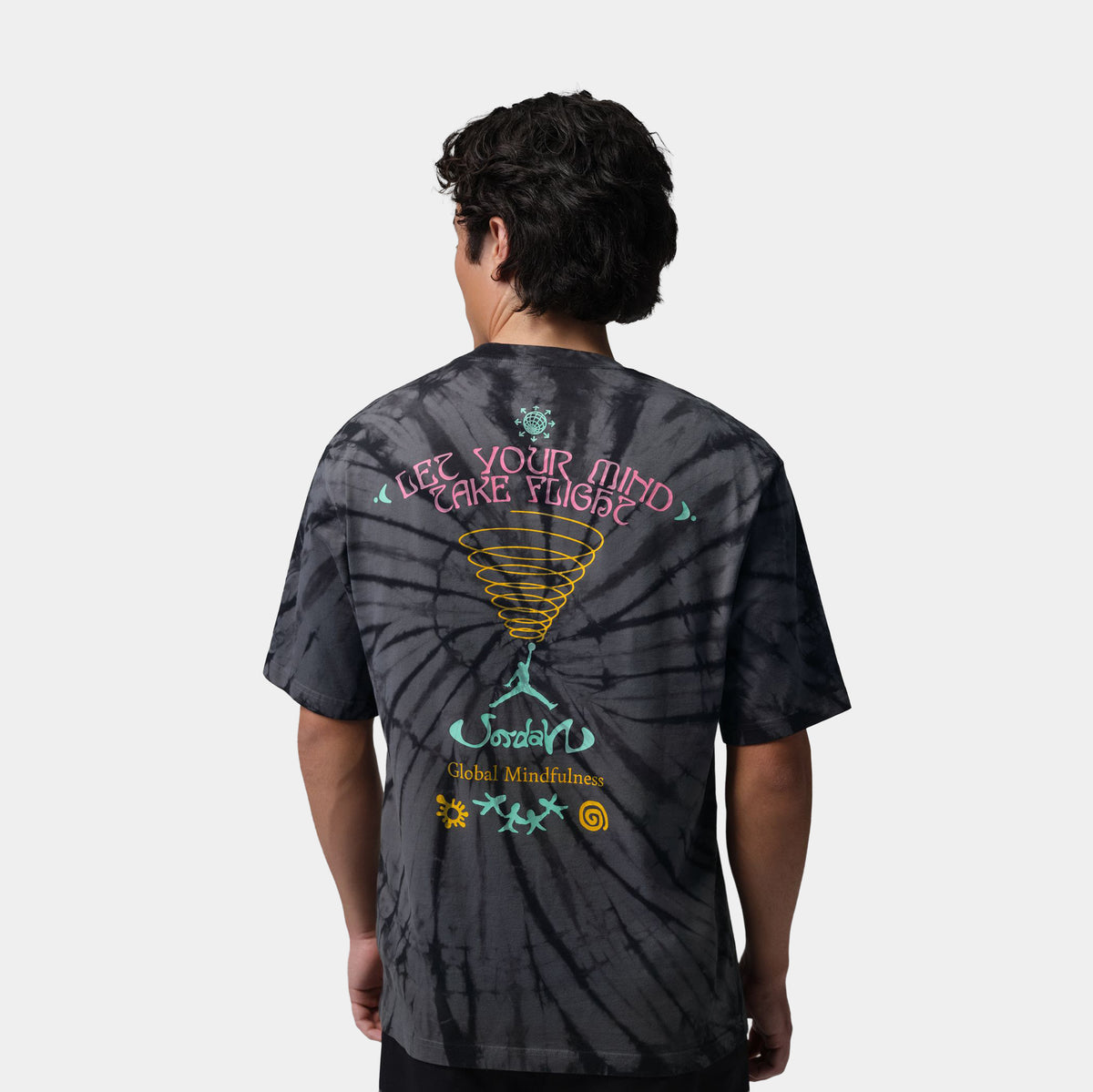 Jordan Brooklyn Tie Dye Festival Mens Short Sleeve Shirt Iron Grey