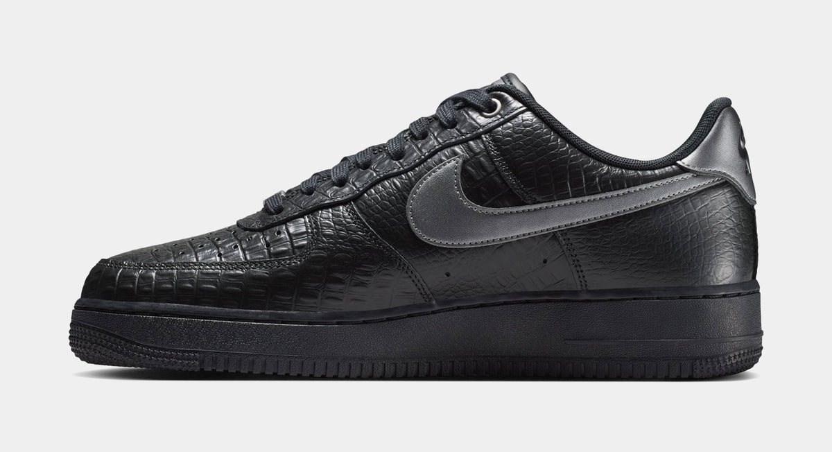 靴 Nike Air Force 1 Black Nike Air Force 1 Low Triple Black Croc Mens Lifestyle Shoes Black