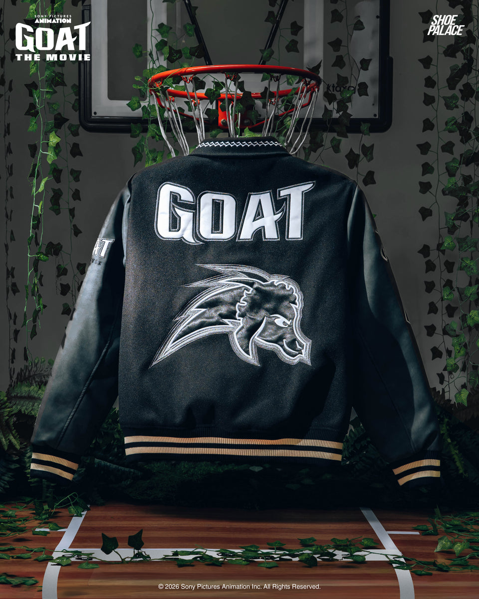 Shoe Palace SP x GOAT Varsity Mens Jacket Black White GTVJ101