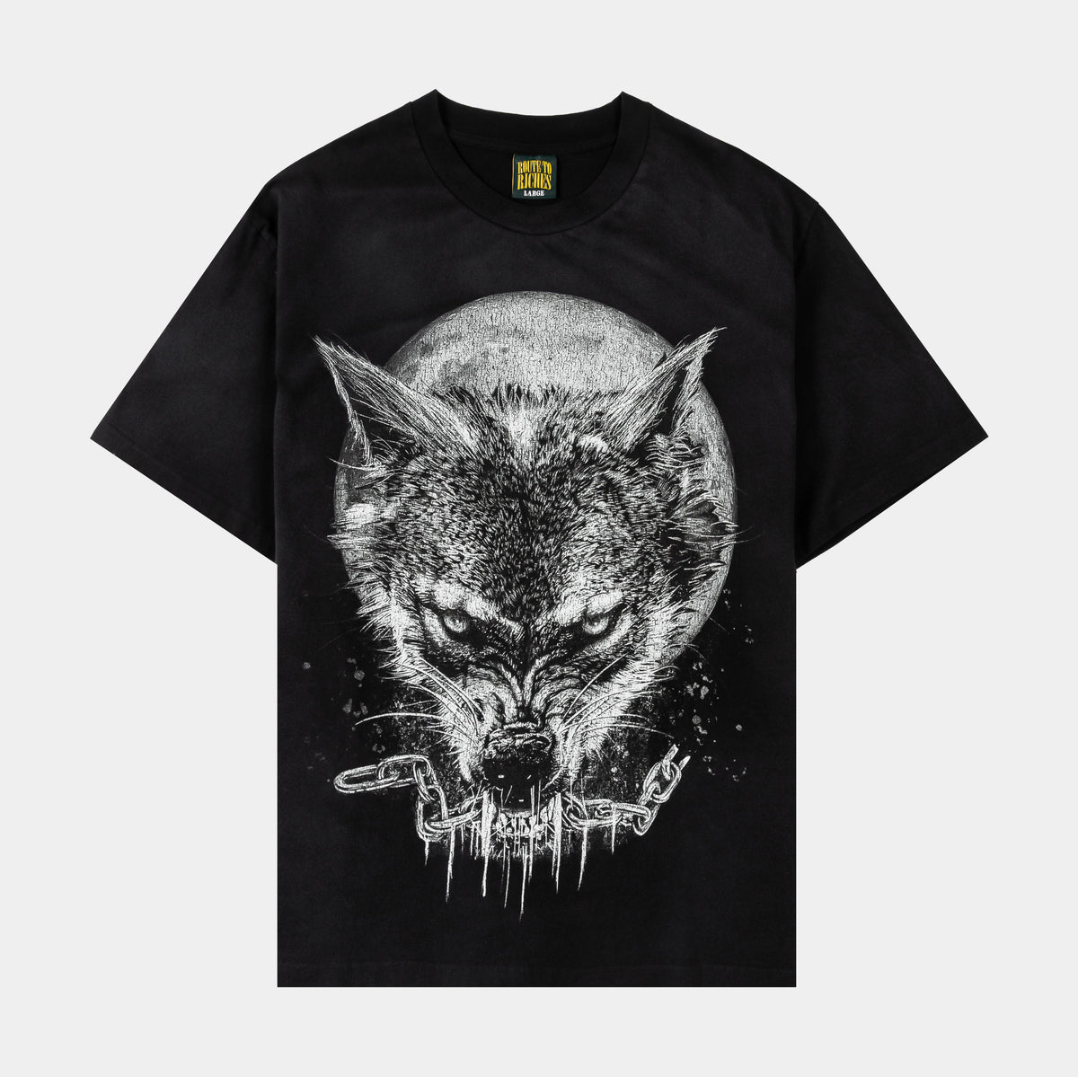 Route To Riches Wolf In Chains Washed Mens Short Sleeve Shirt Grey