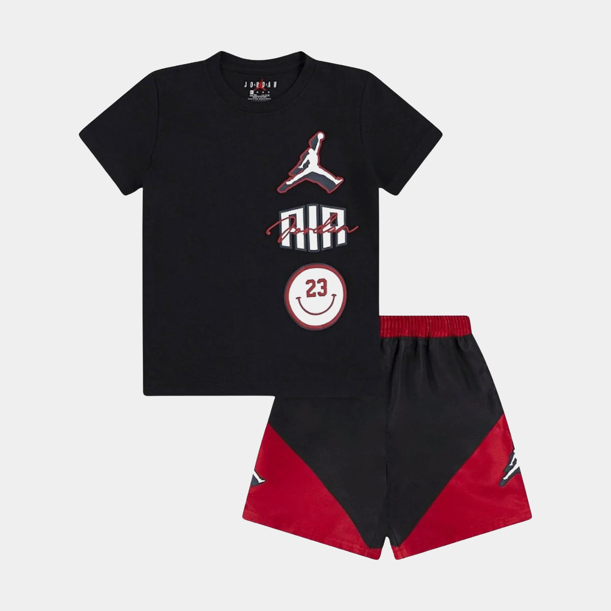 Jordan Jumpman Stacked Short Infant Toddler Set Black Red 75D768