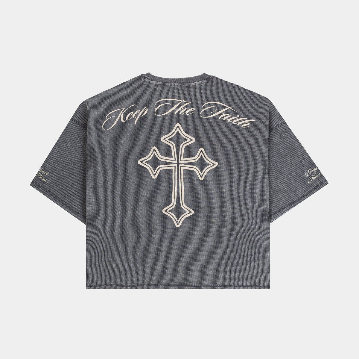 CTHDRL Keep The Faith Thermal Mens Short Sleeve Shirt Grey Beige