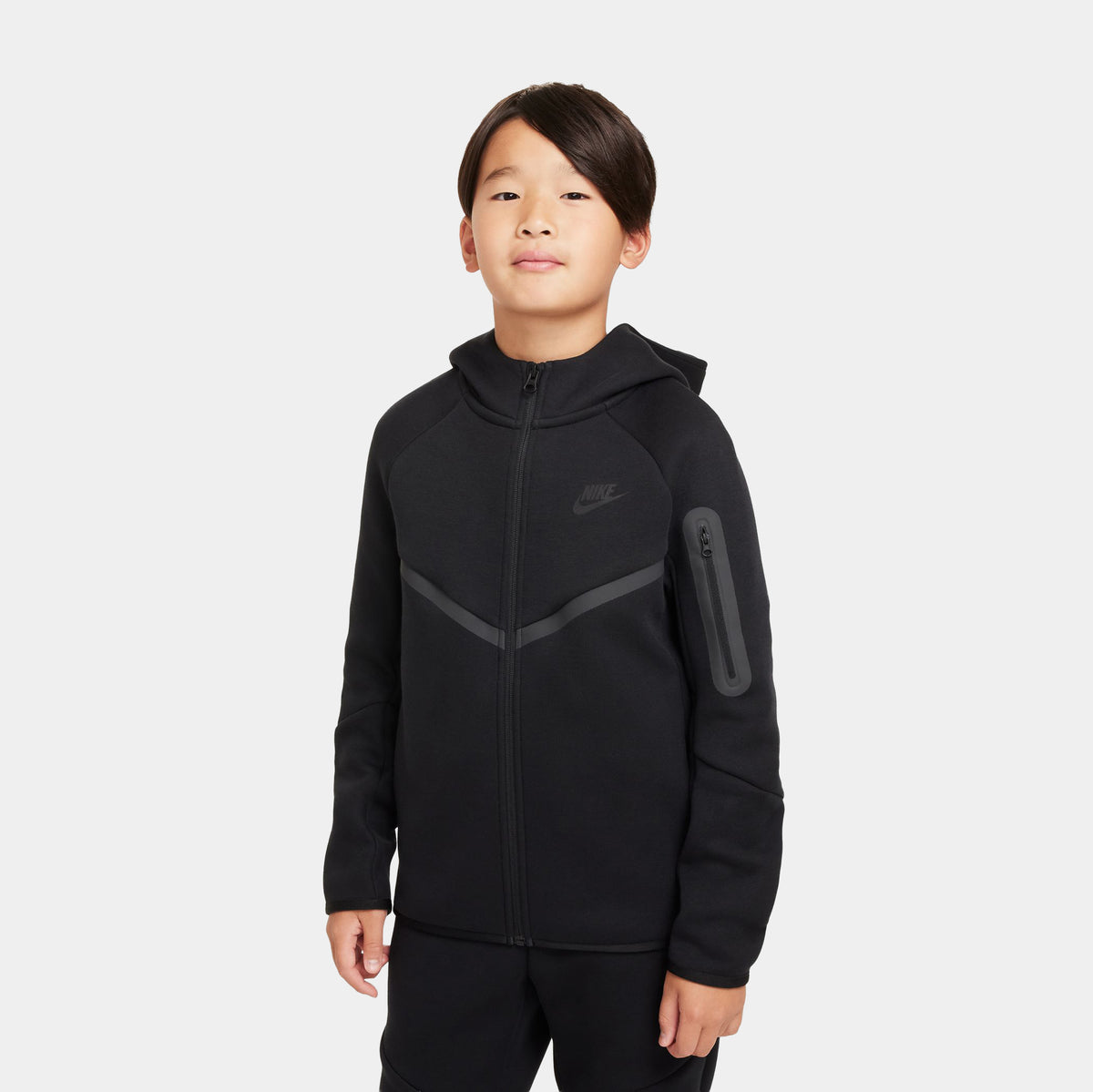 Nike Tech Fleece Full Zip Grade School Hoodie Obsidian Black Black