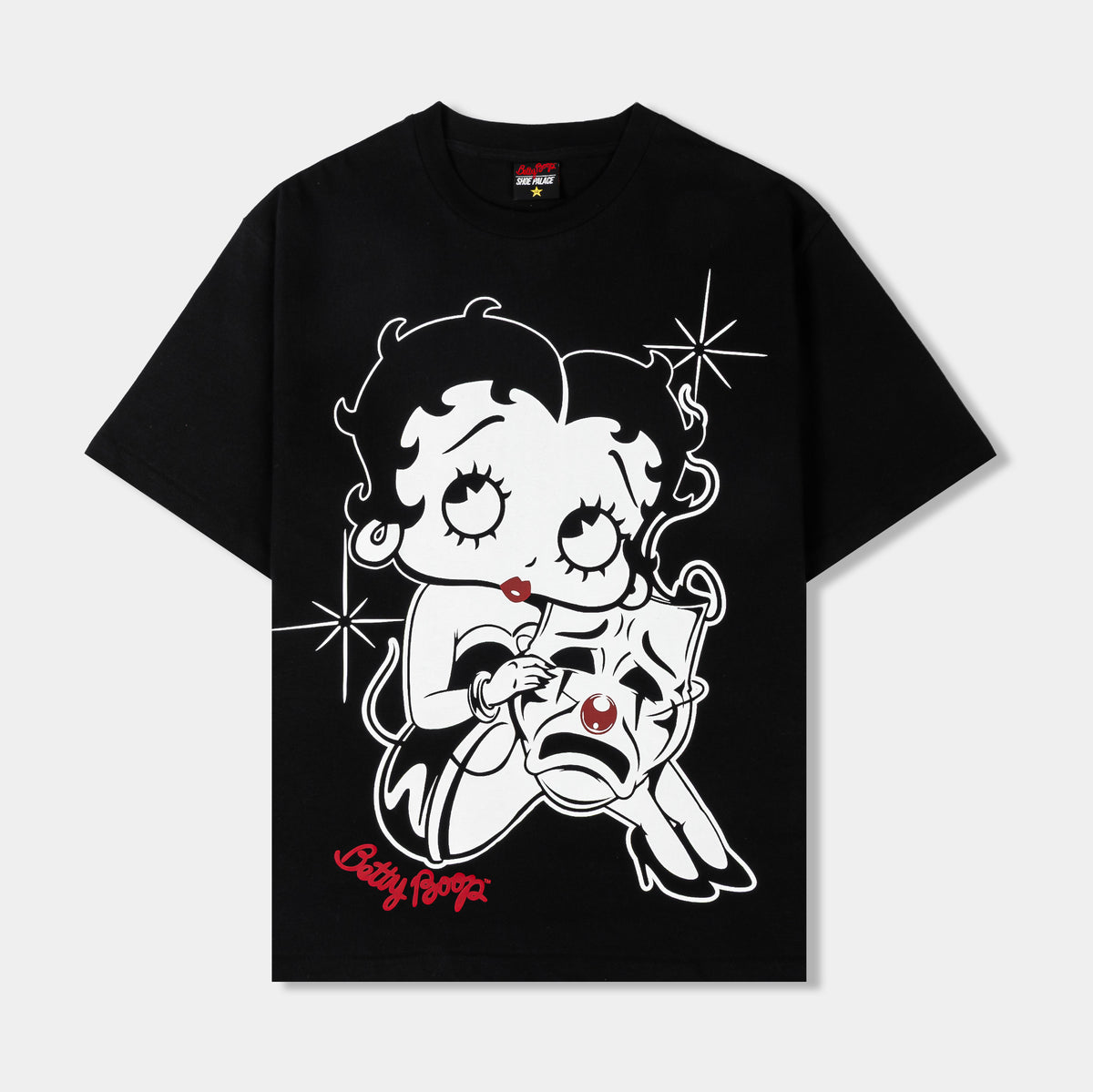 SP x Betty Boop Smile Now Cry Later Mens Short Sleeve Shirt Black