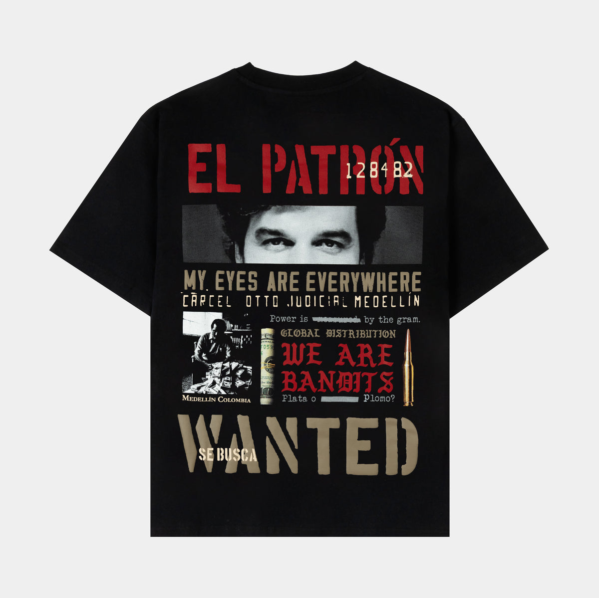Shoe Palace SP x Narcos Wanted Mens Short Sleeve Shirt Black Red
