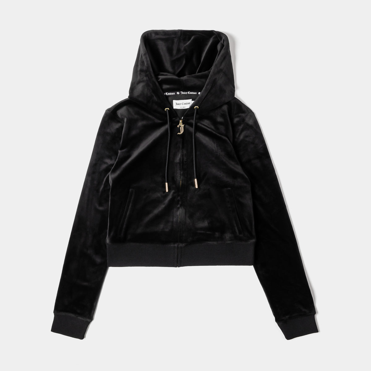 Juicy Couture OG Big Bling Velour Womens Jacket Black Gold