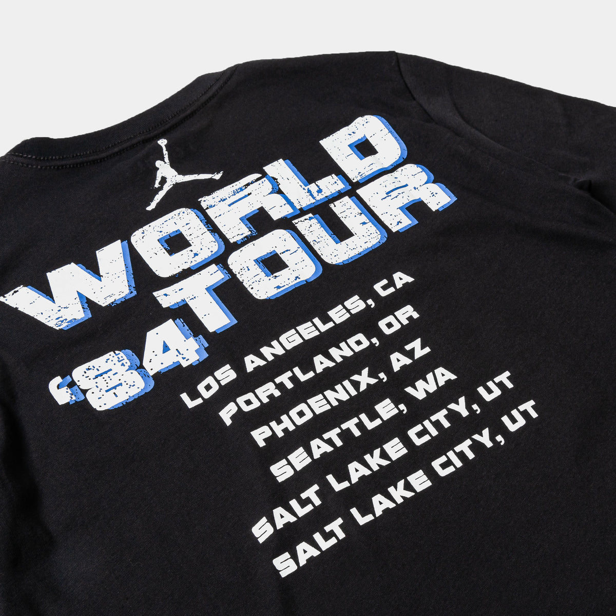 Jordan World Tour 84 Grade School Short Sleeve Shirt Black Blue