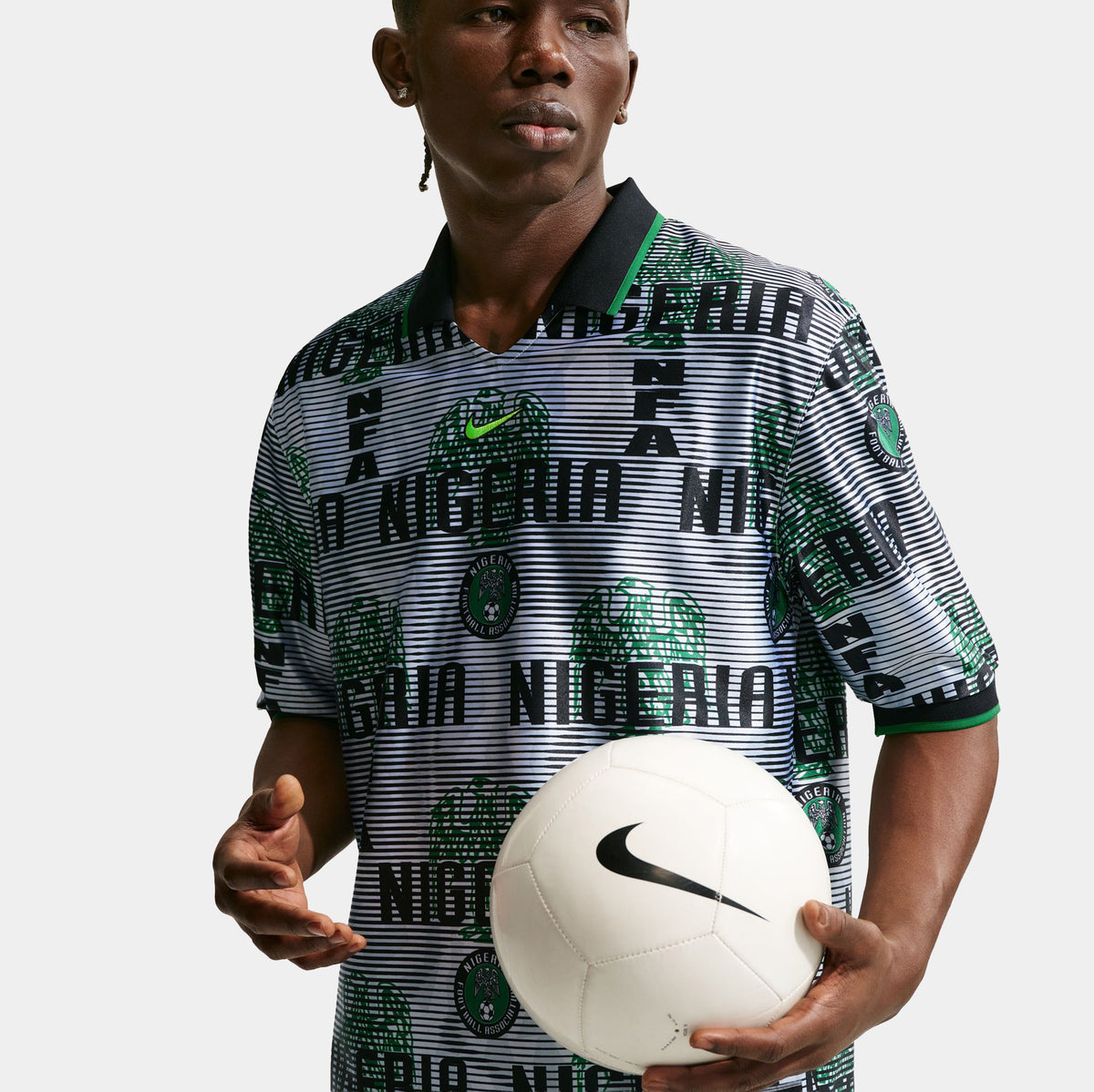 Nike Nigeria Energy Dri Fit Soccer Mens Jersey White Black Pine