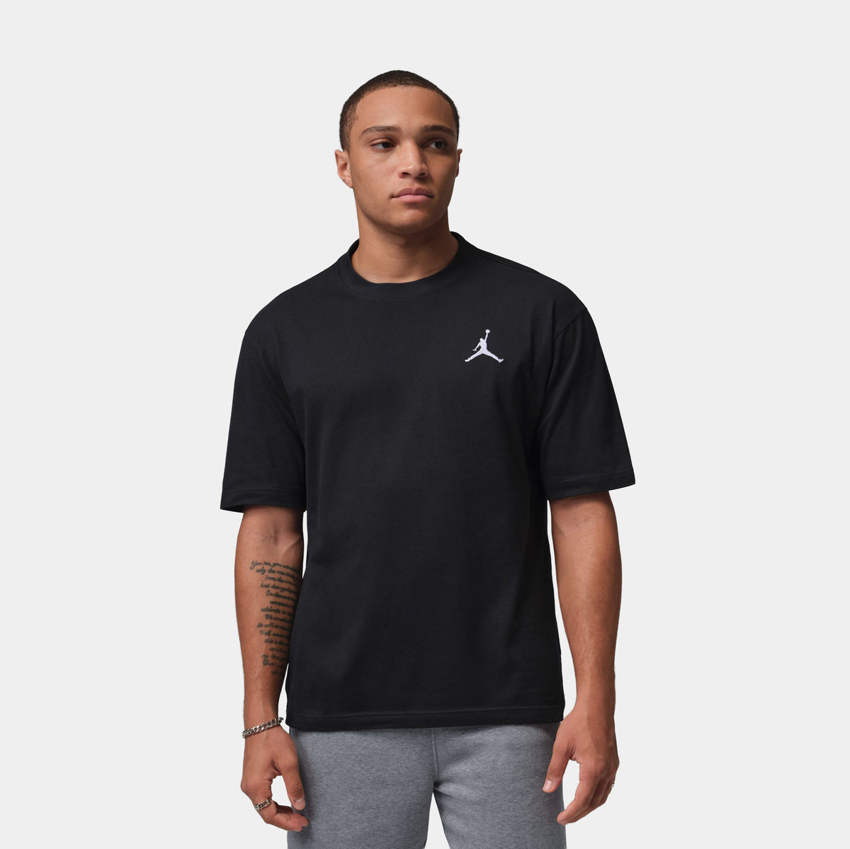 Jordan Embroidereed Jumpman Mens Short Sleeve Shirt Black White
