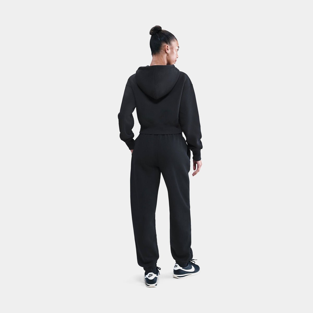 Nike Phoenix Fleece Loose Full Zip Cropped Womens Hoodie Black