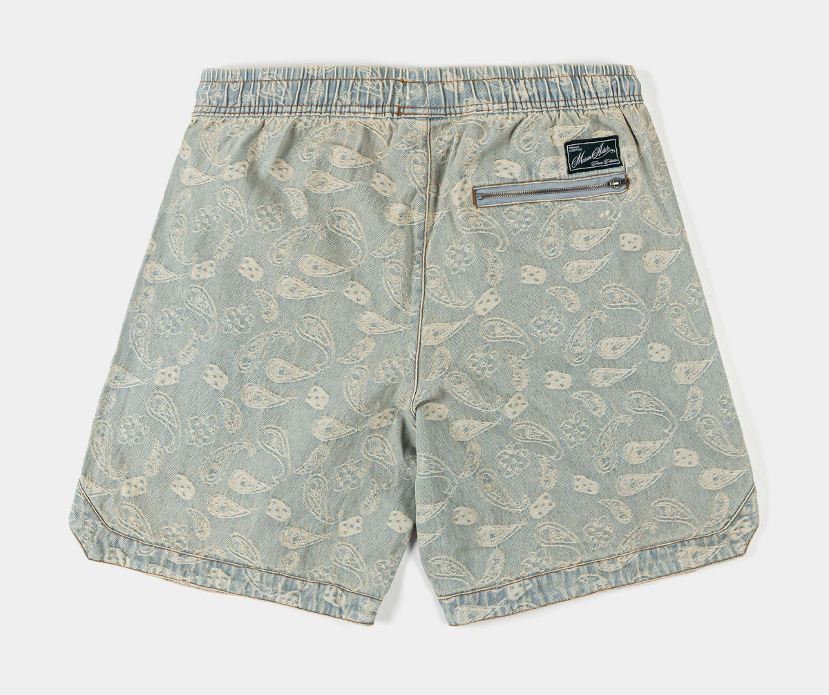 Maison Article Paisley Denim Mens Shorts Blue White MADS208 – Shoe