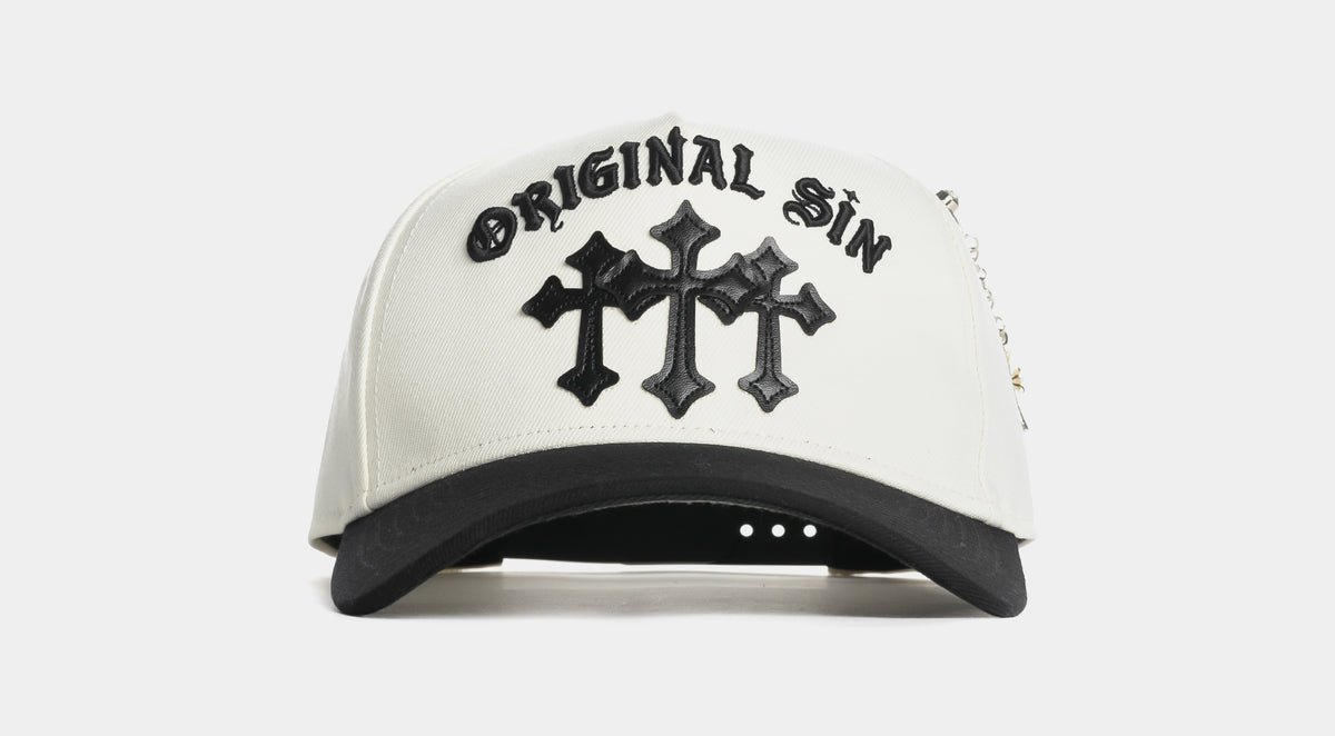 帽子 3 white cross black cap Original Sin Triple Cross Snapback Mens Hat Cream Black OSHAT106
