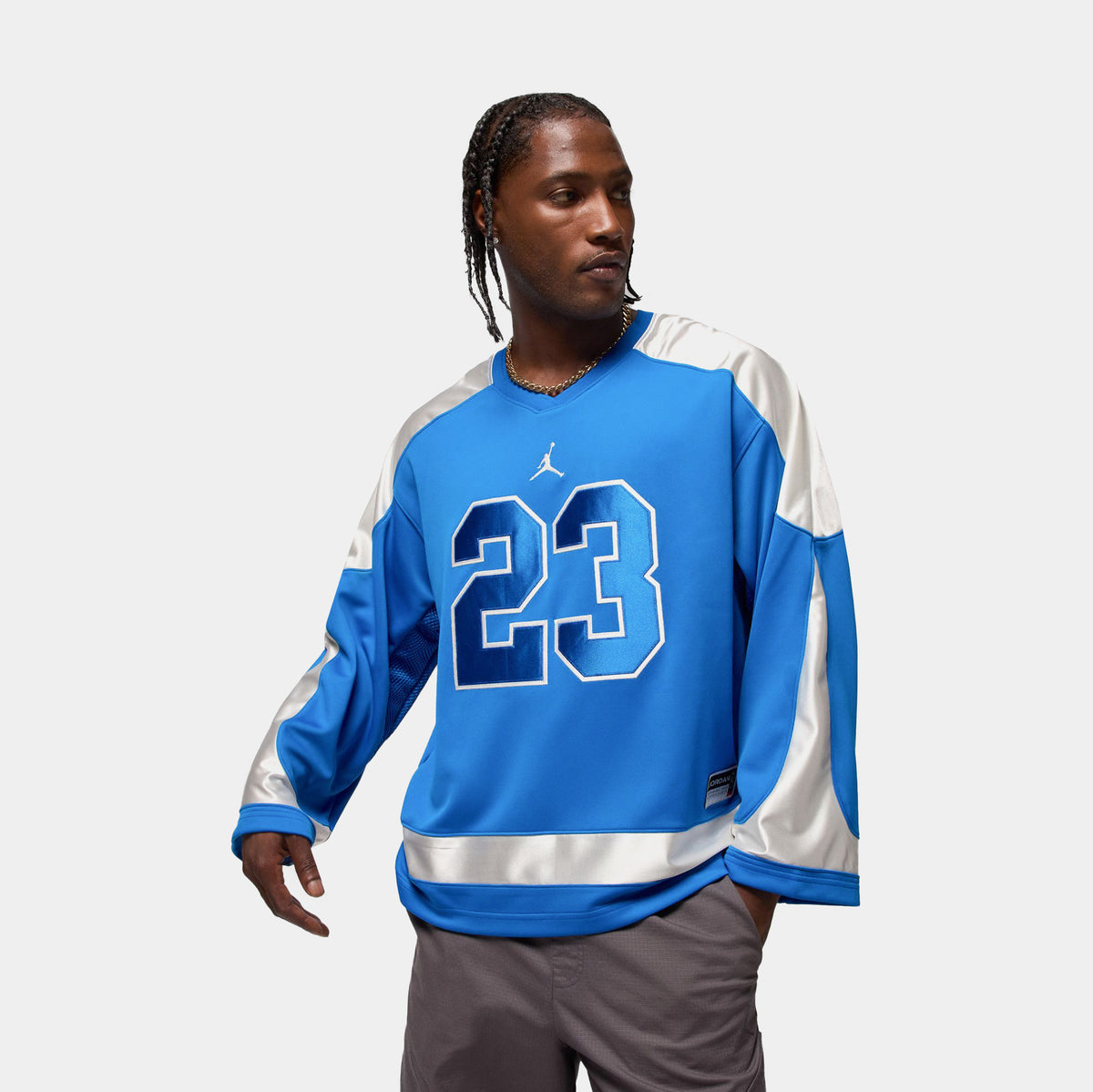 Jordan Brooklyn Collegiate Hockey Mens Jersey Sport Blue Sail Sail