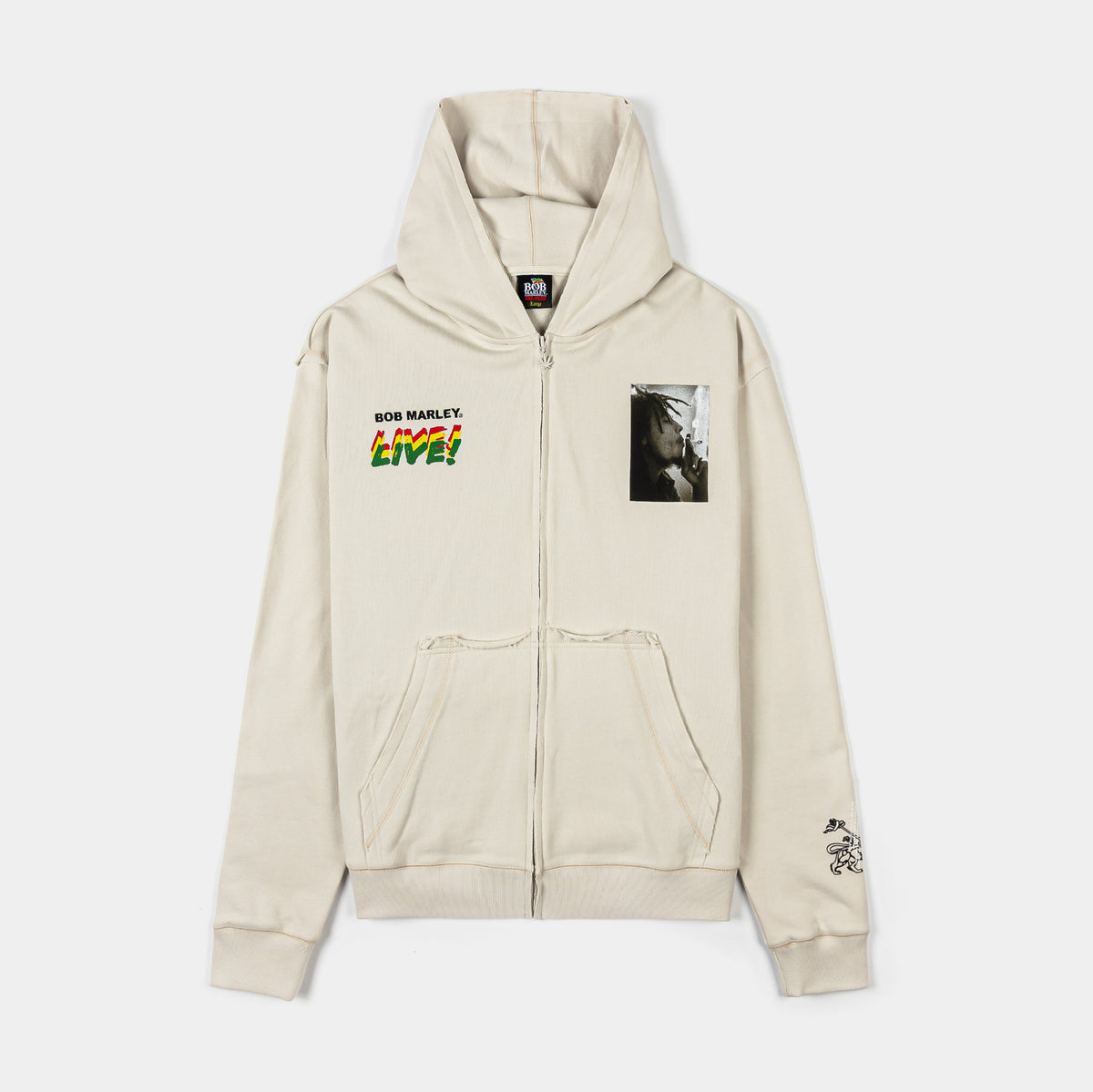 Shoe Palace SP x Bob Marley Live Zip Up Mens Hoodie Beige Black