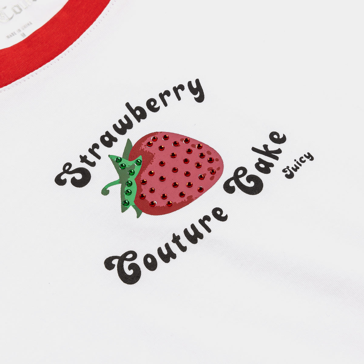 Juicy Couture Strawberry Ringer Baby Tee Womens Short Sleeve Shirt
