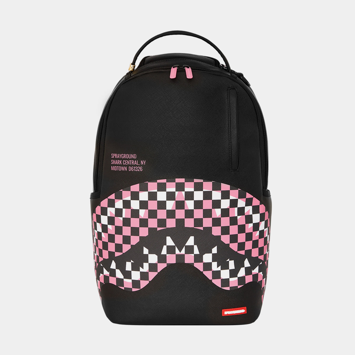 Sprayground Shark Central Check Sorbet Mens Backpack Black Pink