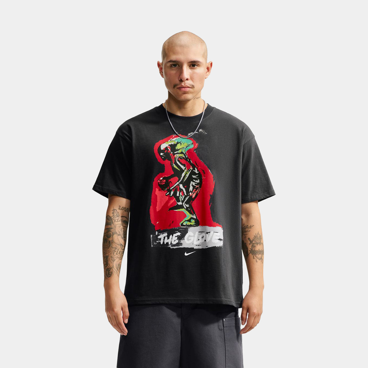 Nike Sportswear Max90 The Glove Mens Short Sleeve Shirt Grey Red