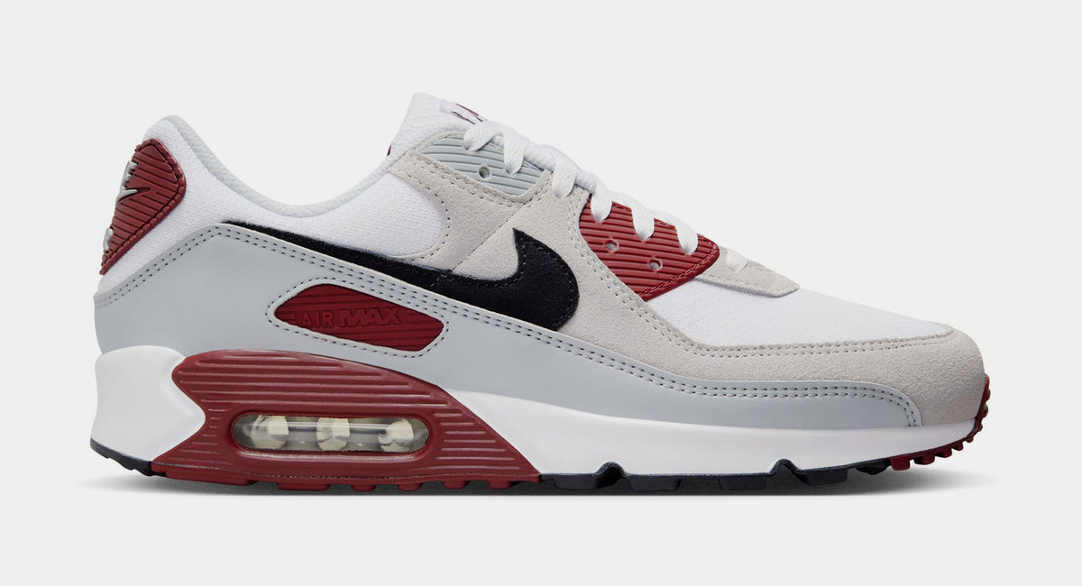 Nike Air Max 90 Mens Lifestyle Shoes White Black Dark Team Red
