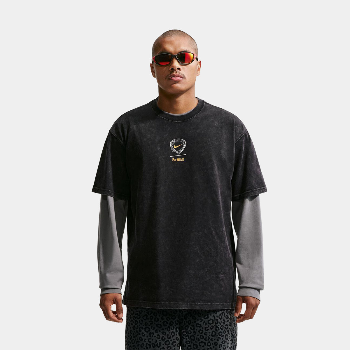 Nike Sportwear Max90 Mens Short Sleeve Shirt Black Bright Citrus
