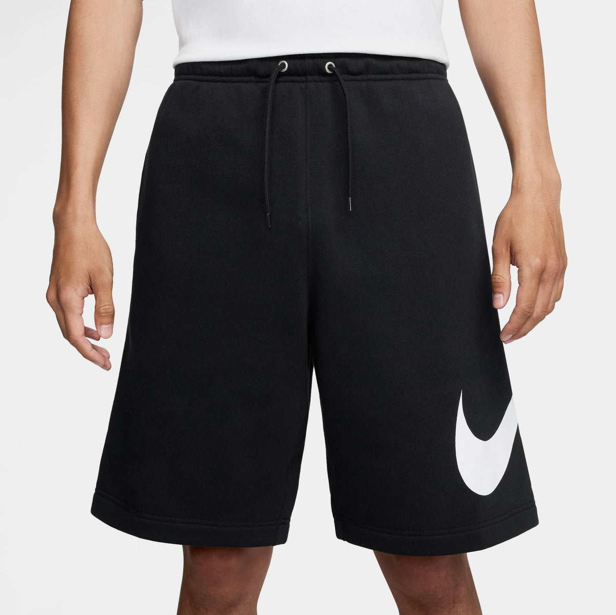 Nike Club Fleece Swoosh Graphic Mens Shorts Black Black White
