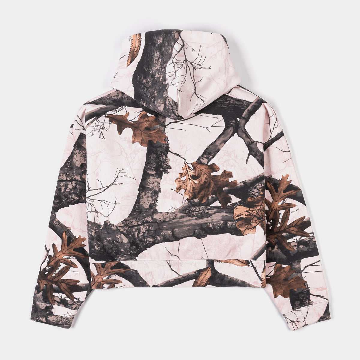 Maison Article Camo Fleece Cropped Zip Up Womens Hoodie Pink Brown