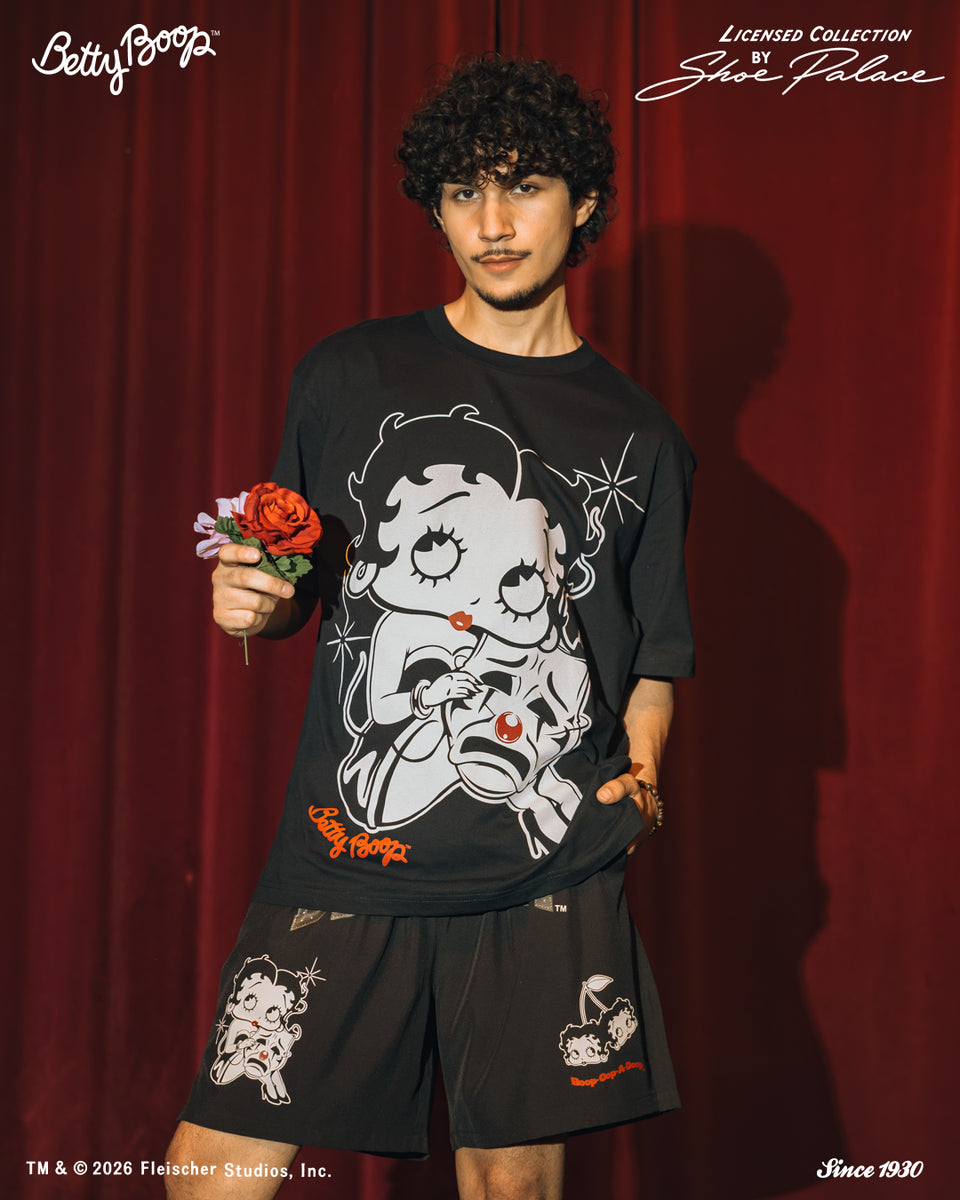 SP x Betty Boop Smile Now Cry Later Mens Short Sleeve Shirt Black
